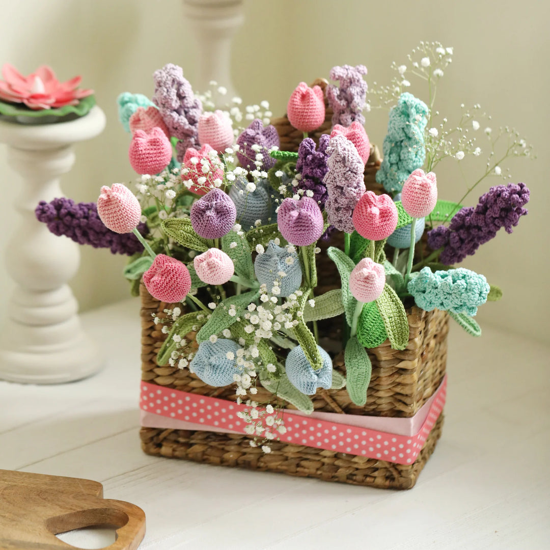 Handmade Crochet Tulips Cotton Flower Stick | Pack Of 1