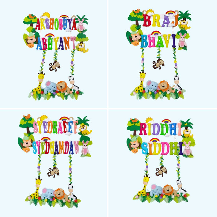 Personalized Handmade Animal Kingdom Felt Kids Name Plate - Multiple Name Personalization Examples