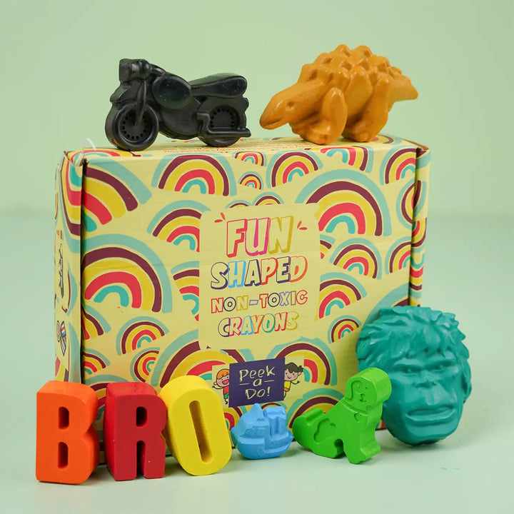 Reusable Non Toxic Bro Wax Rakhi Hamper For Brother Includes 6 Crayons 1 Rakhi - Boxed Product Display