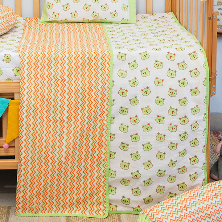 Green Panda Hand Block Printed Baby Dohar