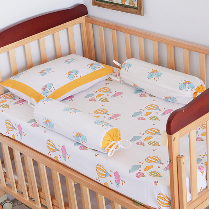 Hot Air Balloon Hand Block Printed Baby Bedding Cot Set