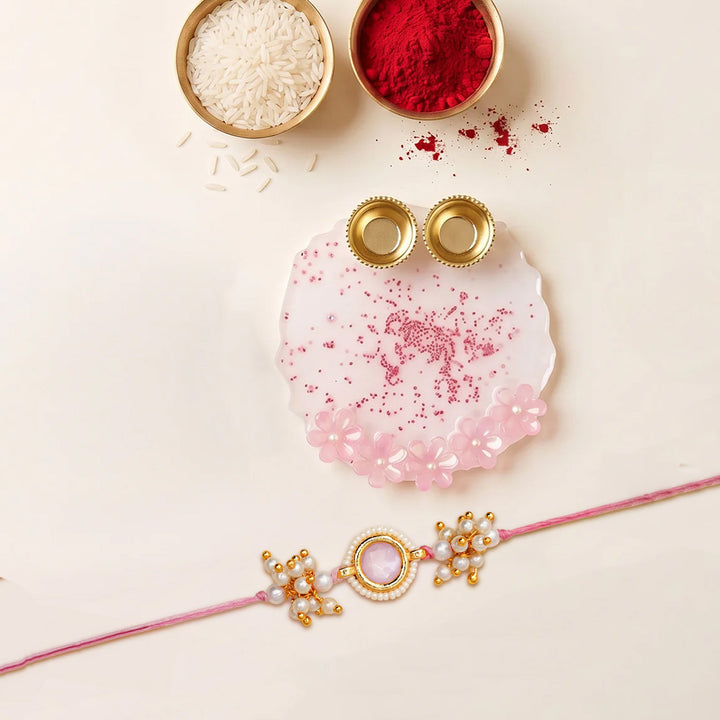 Handmade Resin Tilak Thali & Rakhi Ritual Hamper For Sister