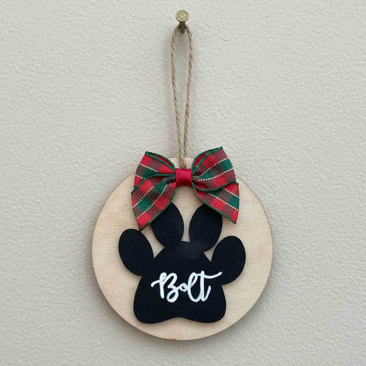Personalized Hand-Painted MDF Paw Print Treasure Christmas Ornament