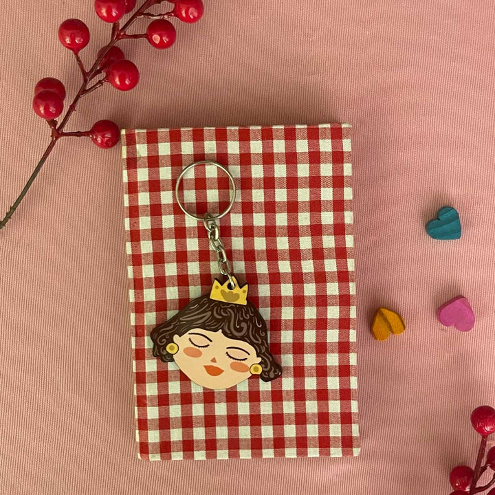 Printed Hand-Illustrated The Queen MDF Wood Key Chain/Bag Charm