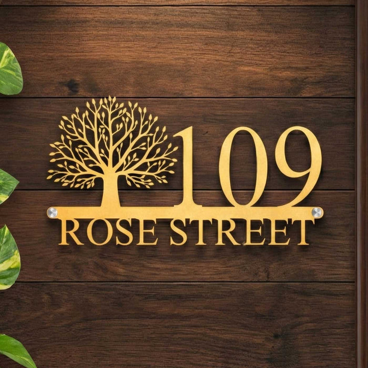 Personalized Tree Laser Cut Stainless Steel Name Plate