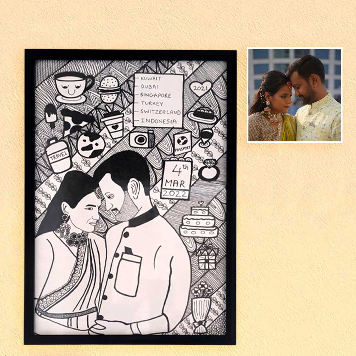 Buy Photo Personalized Doodle Art Couples Black & White Decorative