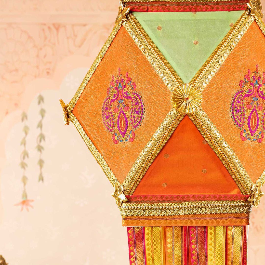Paithani Handmade Decorative Mayurpankh Akash Kandil/Lantern