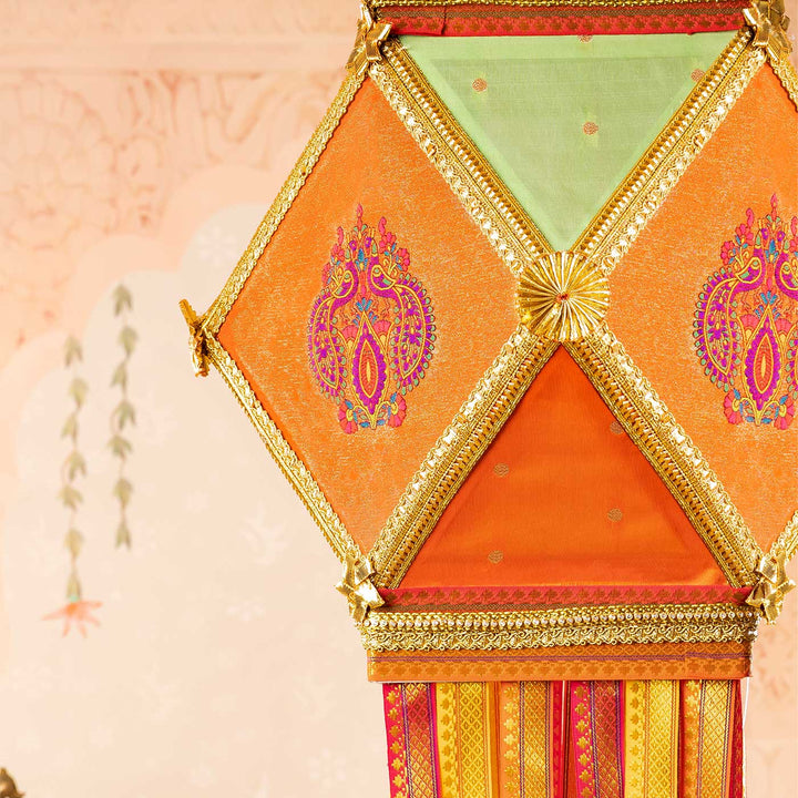 Paithani Handmade Decorative Mayurpankh Akash Kandil/Lantern
