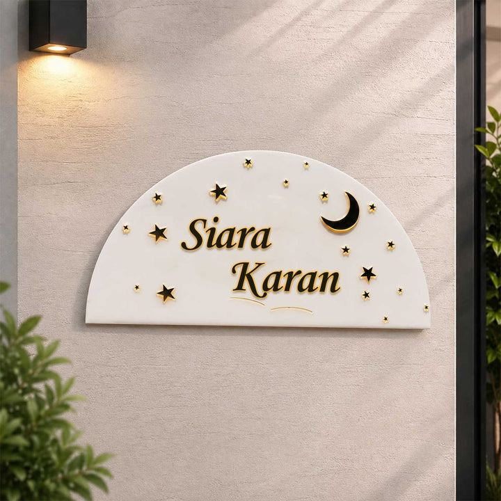 Stars & Moon Personalized Acrylic & Resin Name Plate For Home