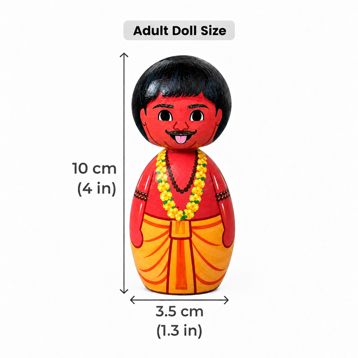 "Chota Pandit" Themed Wooden Doll For Golu/Festive Decor