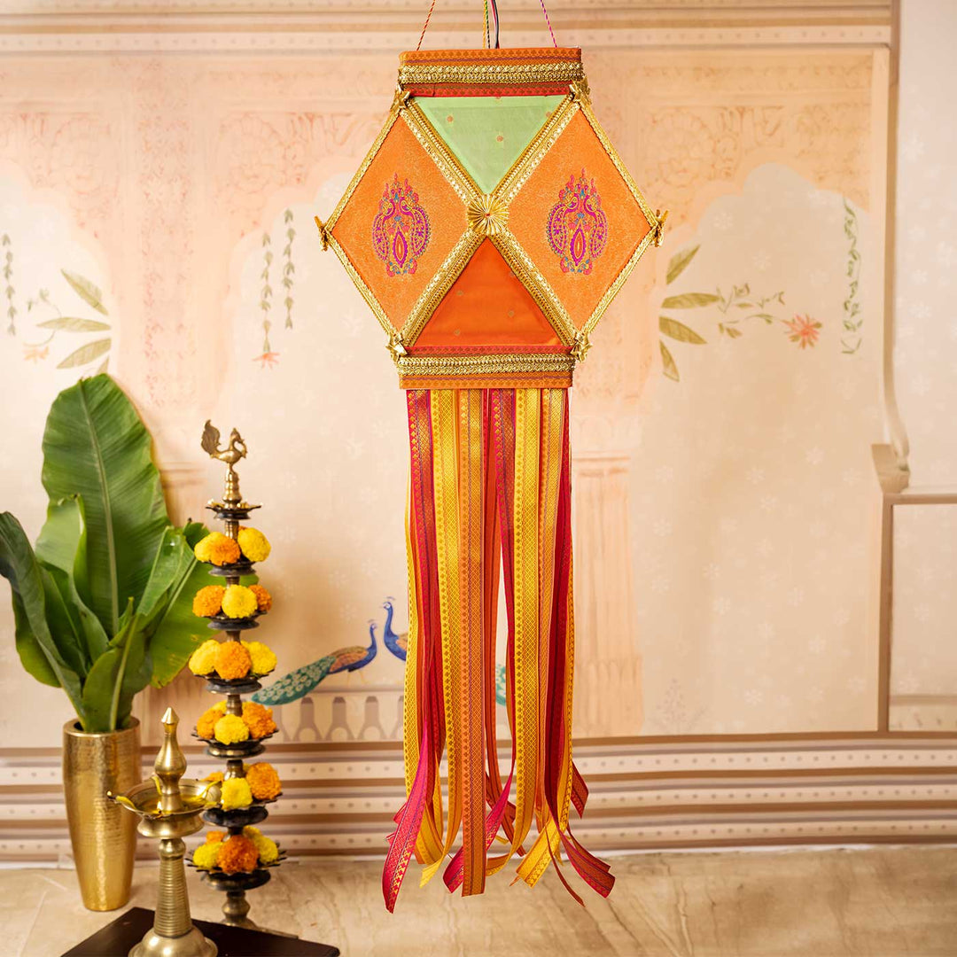 Paithani Handmade Decorative Mayurpankh Akash Kandil/Lantern