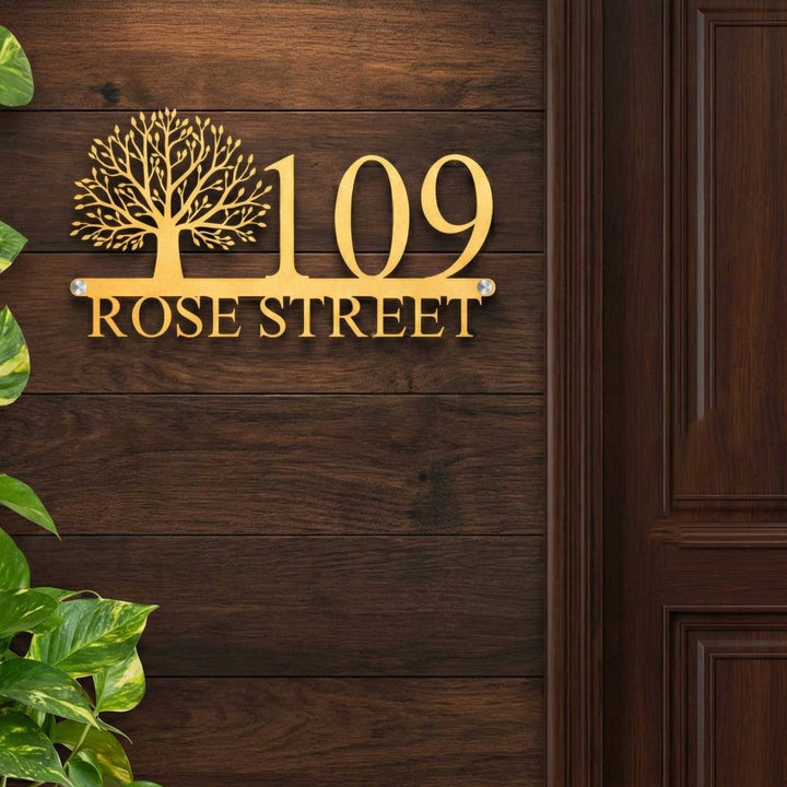 Personalized Tree Laser Cut Stainless Steel Name Plate