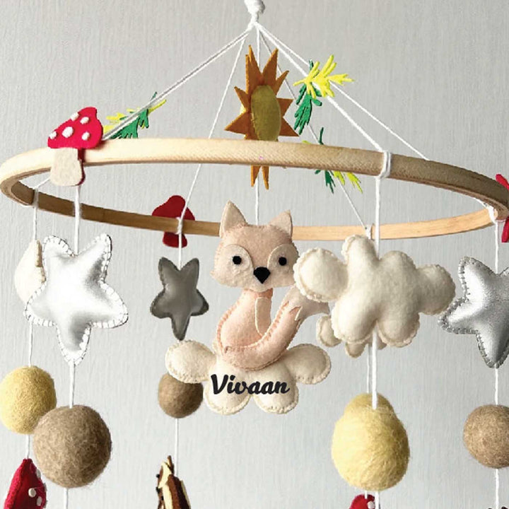 Personalized Handmade Forest Friends Felt Cot Mobile For Newborns