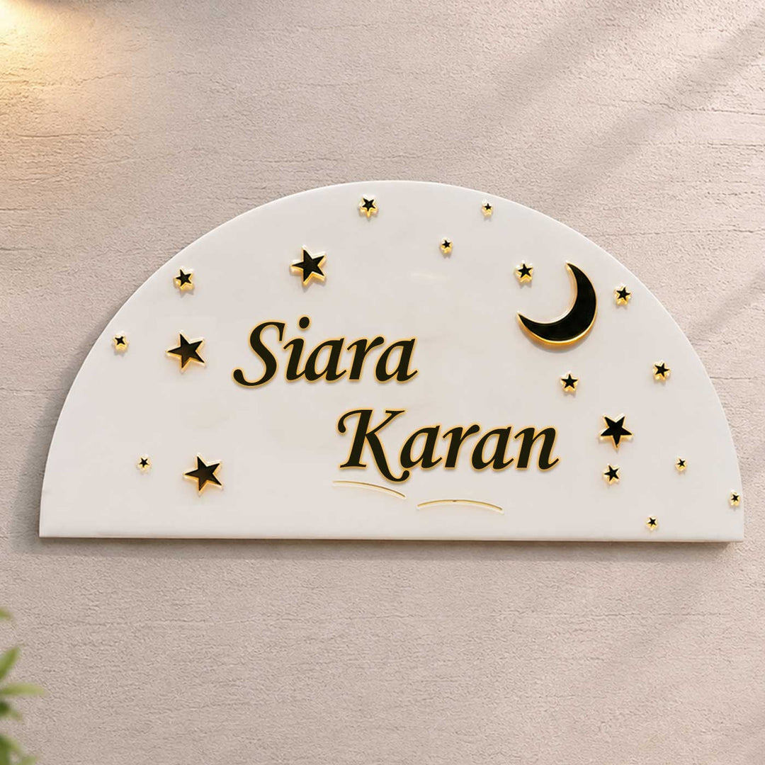 Stars & Moon Personalized Acrylic & Resin Name Plate For Home