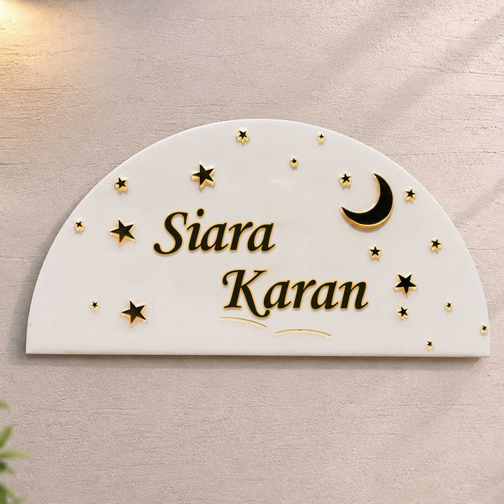 Stars & Moon Personalized Acrylic & Resin Name Plate For Home