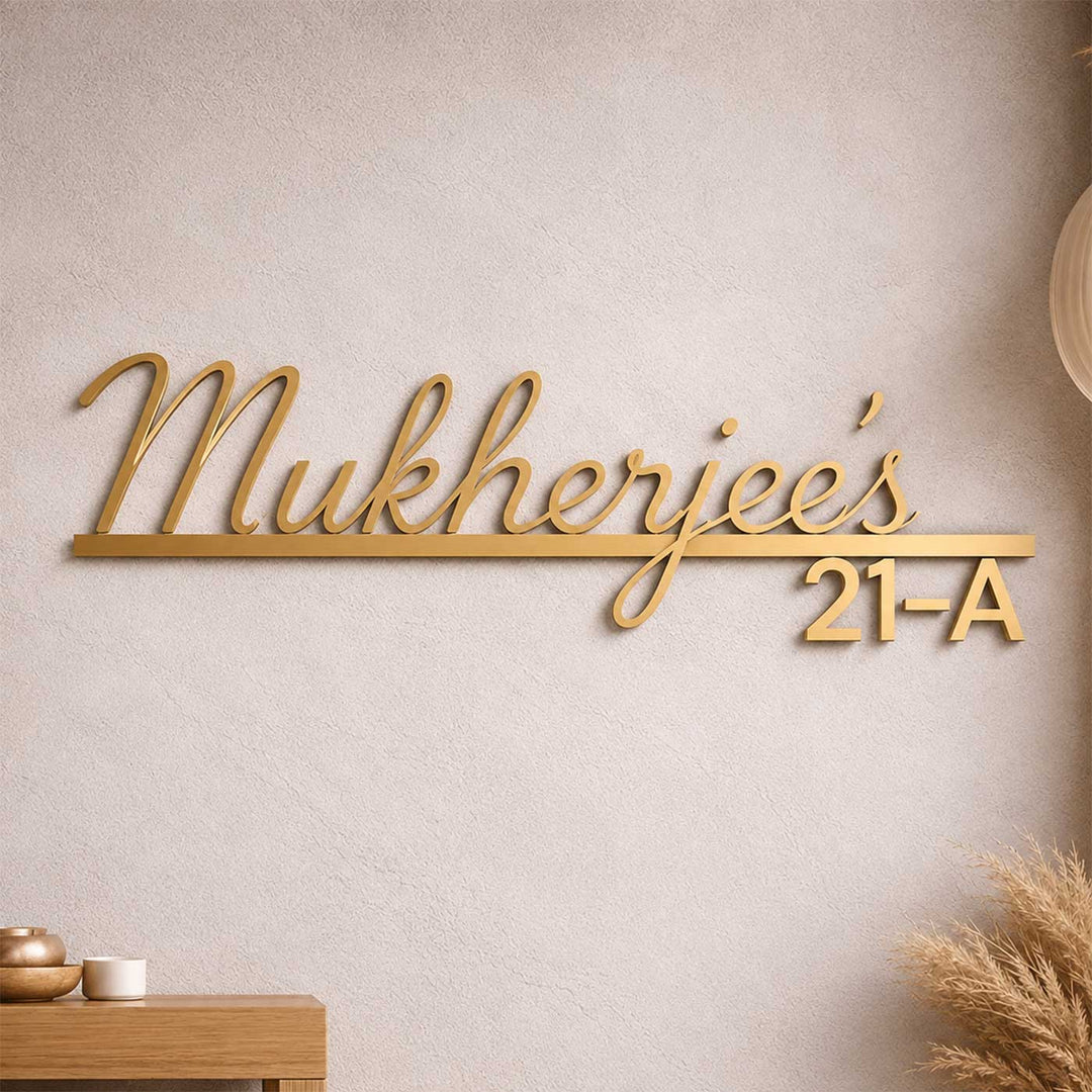 "Designer Signature" Personalized Weatherproof Stainless Steel Name Plate With House Number For Home