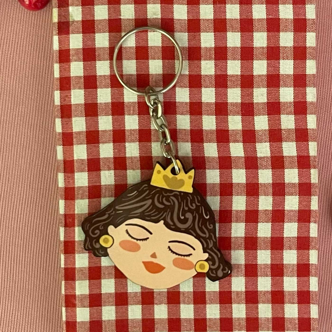 Printed Hand-Illustrated The Queen MDF Wood Key Chain/Bag Charm