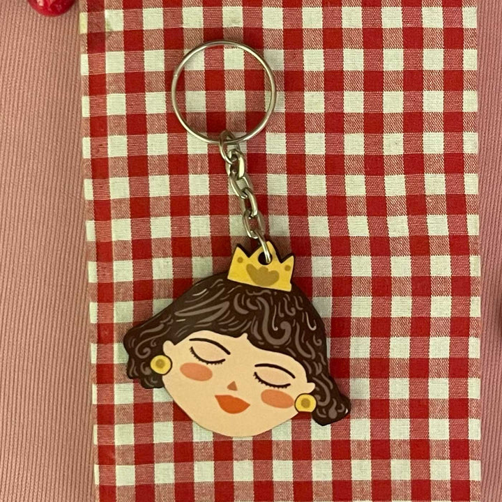 Printed Hand-Illustrated The Queen MDF Wood Key Chain/Bag Charm