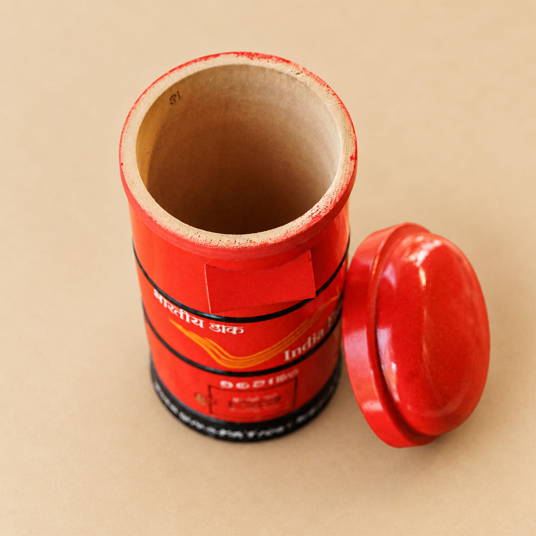 Handmade Red Post Box Wooden Golu Toy For Festive Decor