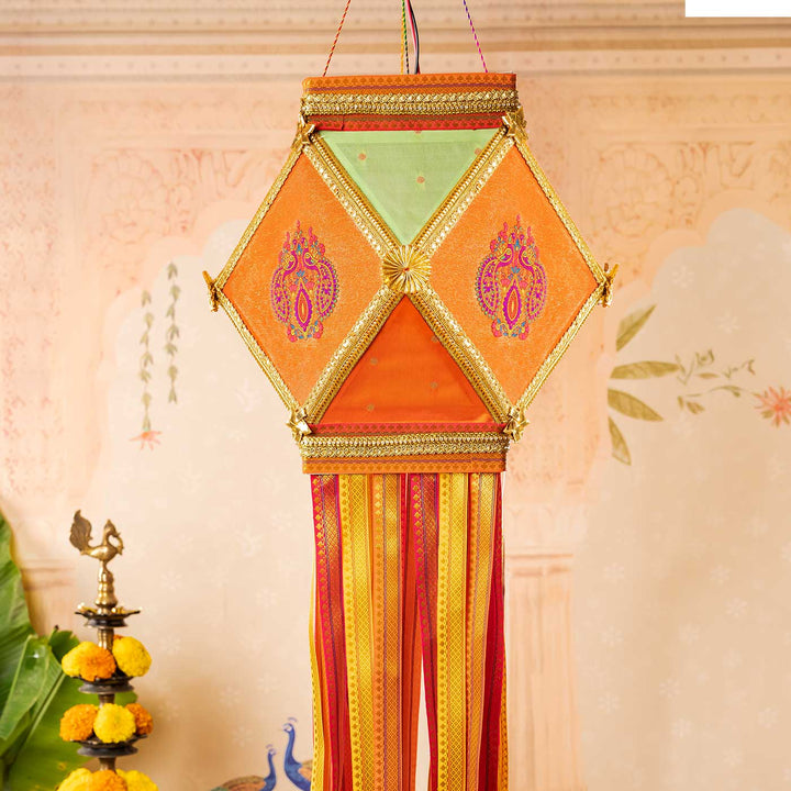 Paithani Handmade Decorative Mayurpankh Akash Kandil/Lantern