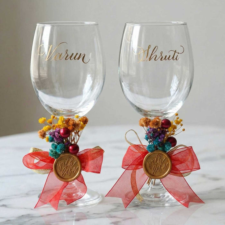 Personalized Wine Glasses for Couples I Set of 2