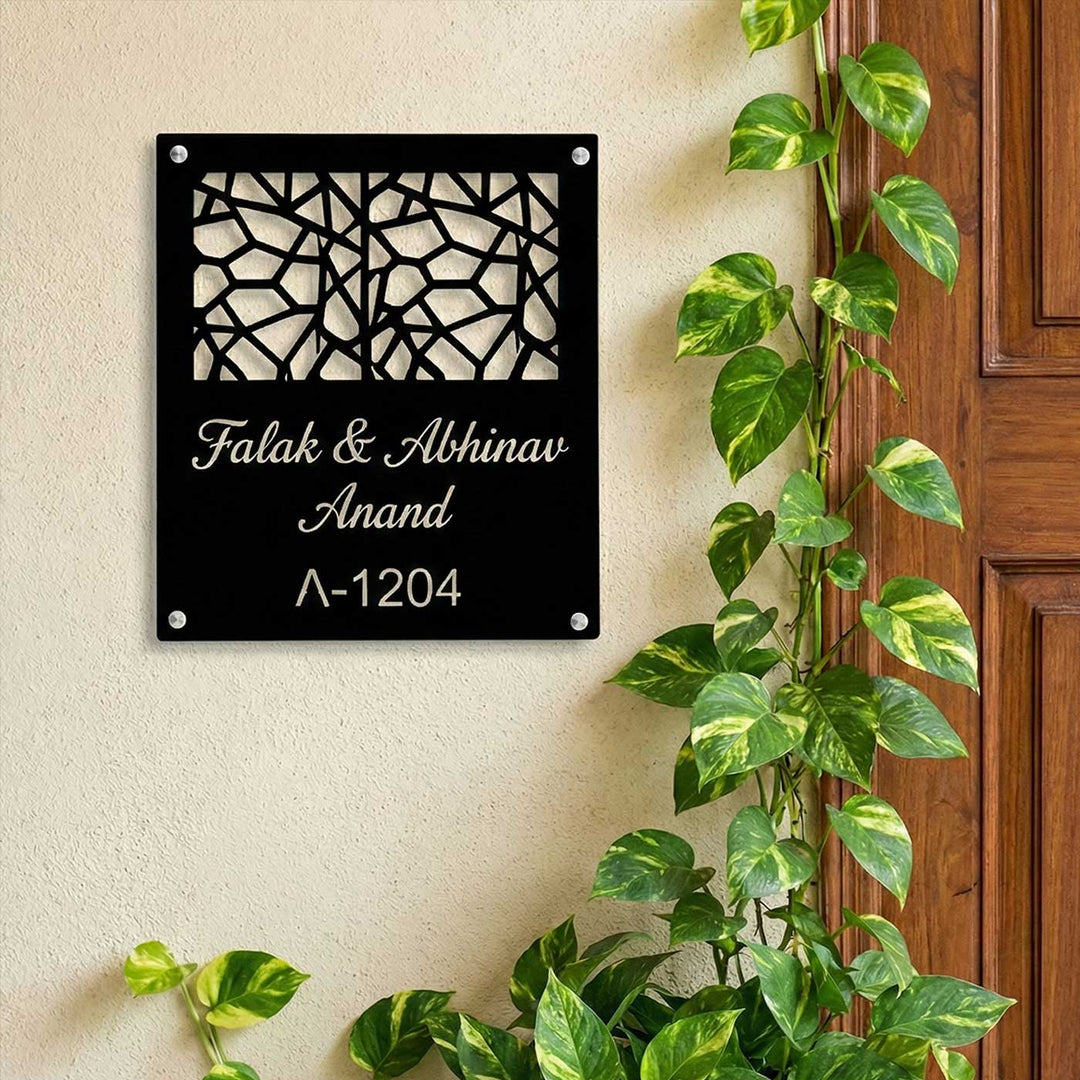 Personalized Laser Cut Square Mesh Stainless Steel Name Plate