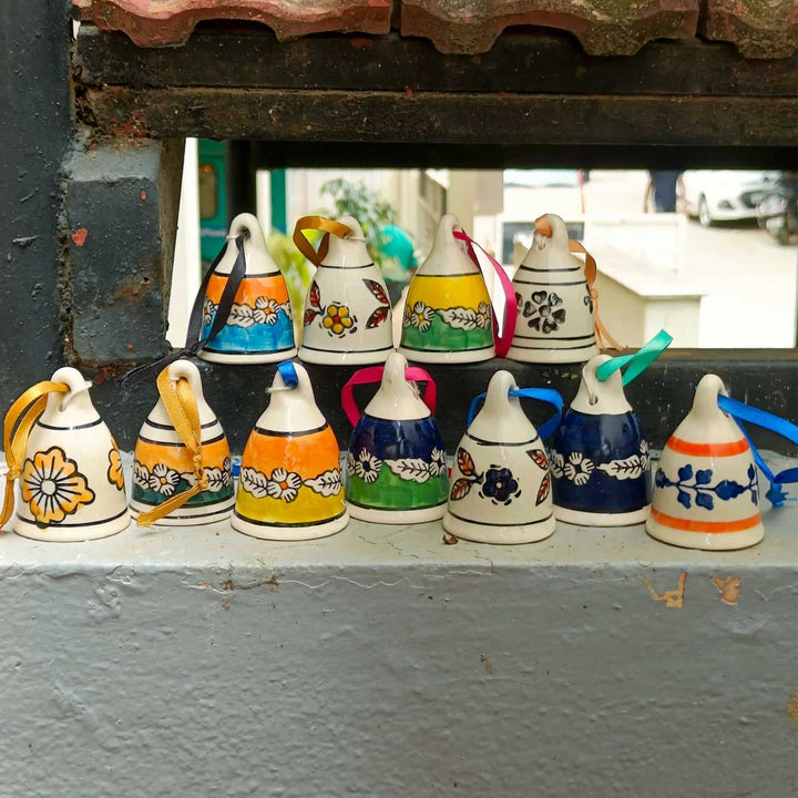 Set Of 4 | Handmade Blissful Design Ceramic Bell