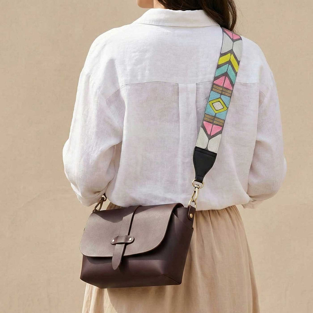 Handmade Solid Color Faux Leather Sling Bag With Changeable Strap