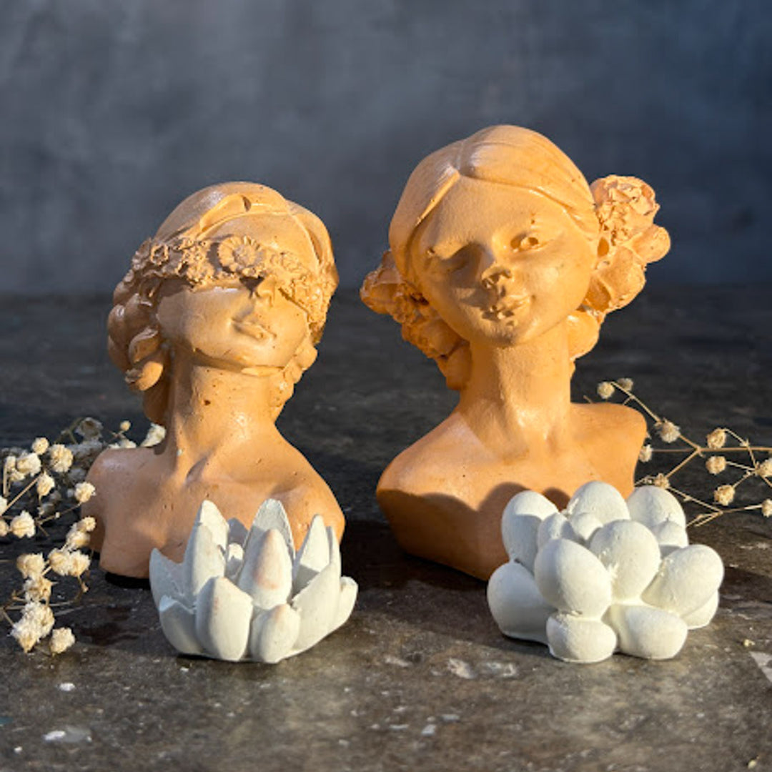 Handmade Concrete Floral Grace Hamper | Includes 2 Girl Centerpiece And 2 Succulents