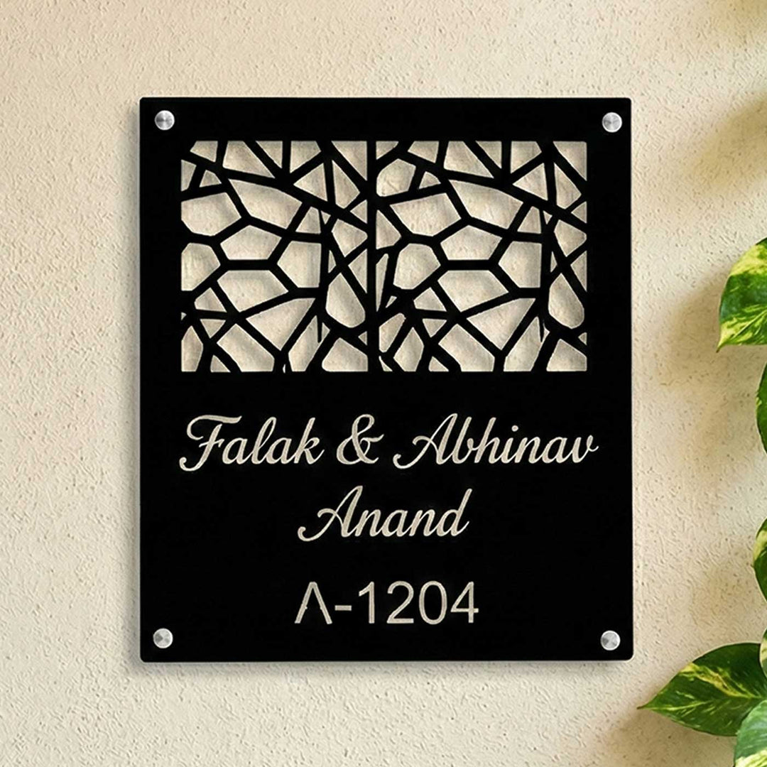 Personalized Laser Cut Square Mesh Stainless Steel Name Plate