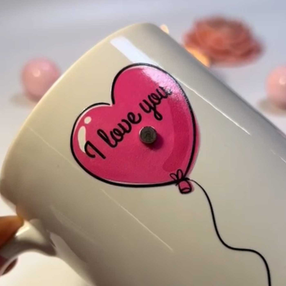 Handmade Heart Balloon Theme Polymer Clay & Ceramic Mug | 250 ml