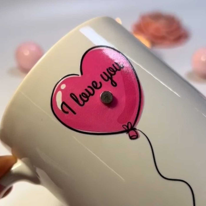 Handmade Heart Balloon Theme Polymer Clay & Ceramic Mug | 250 ml