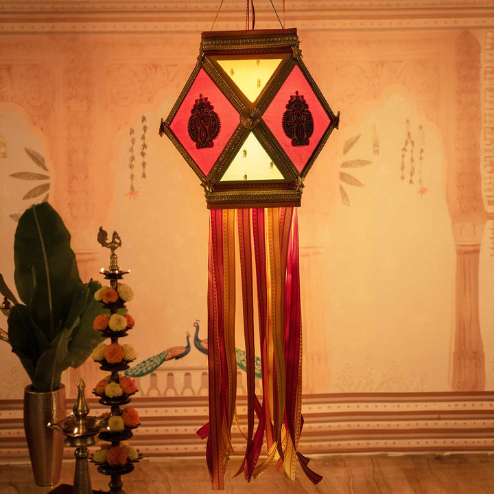 Paithani Handmade Decorative Mayurpankh Akash Kandil/Lantern