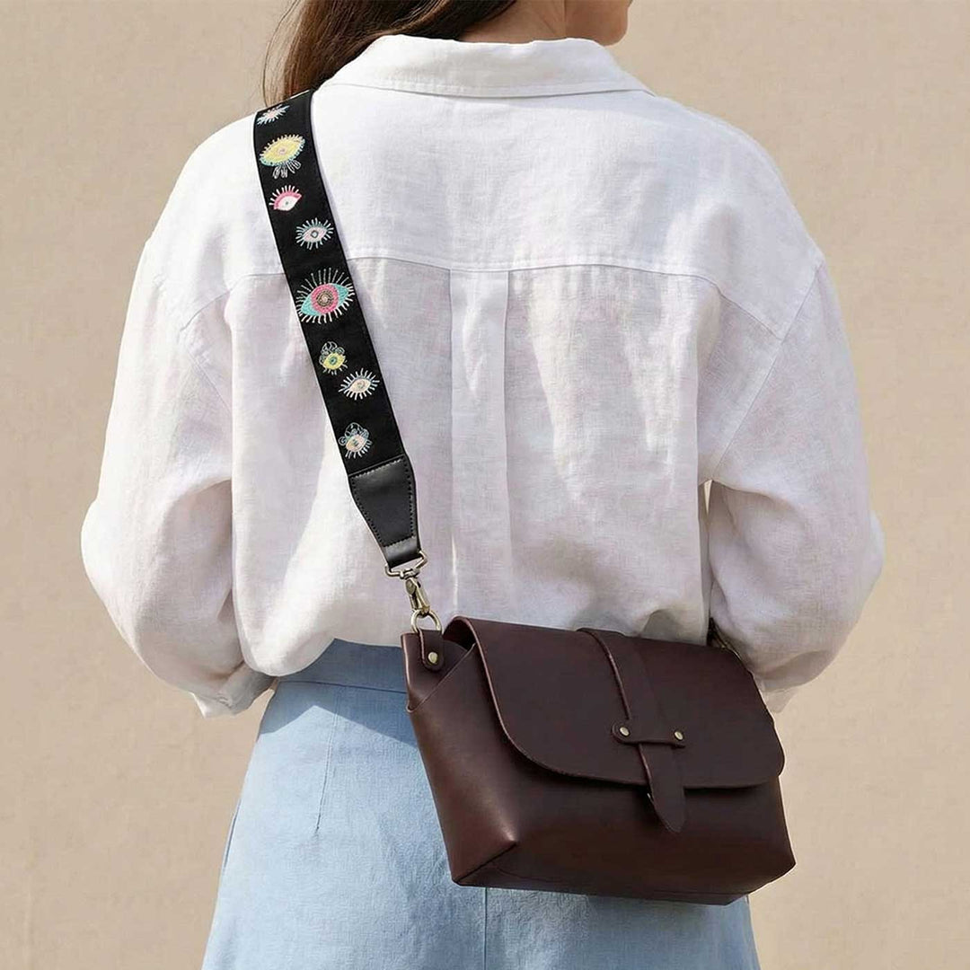 Handmade Solid Color Faux Leather Sling Bag With Changeable Premium Straps