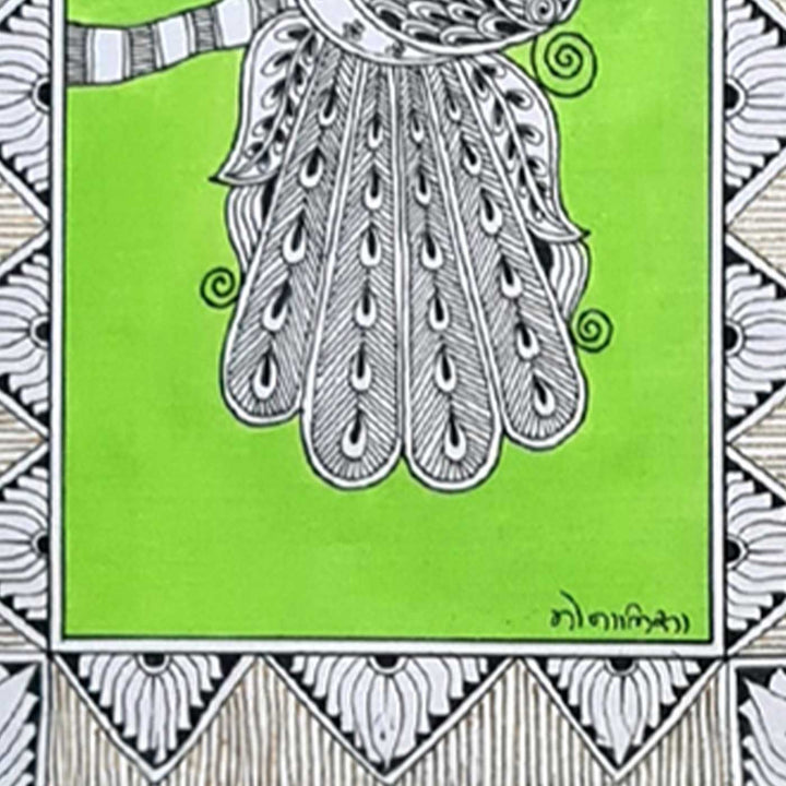 8 x 5 Inch | Peacock In Four Frames | Original Hand Painted Madhubani Painting On Paper