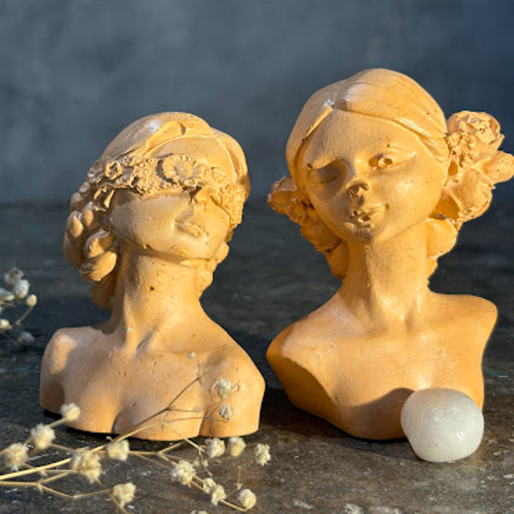 Handmade Concrete Floral Grace Hamper | Includes 2 Girl Centerpiece And 2 Succulents