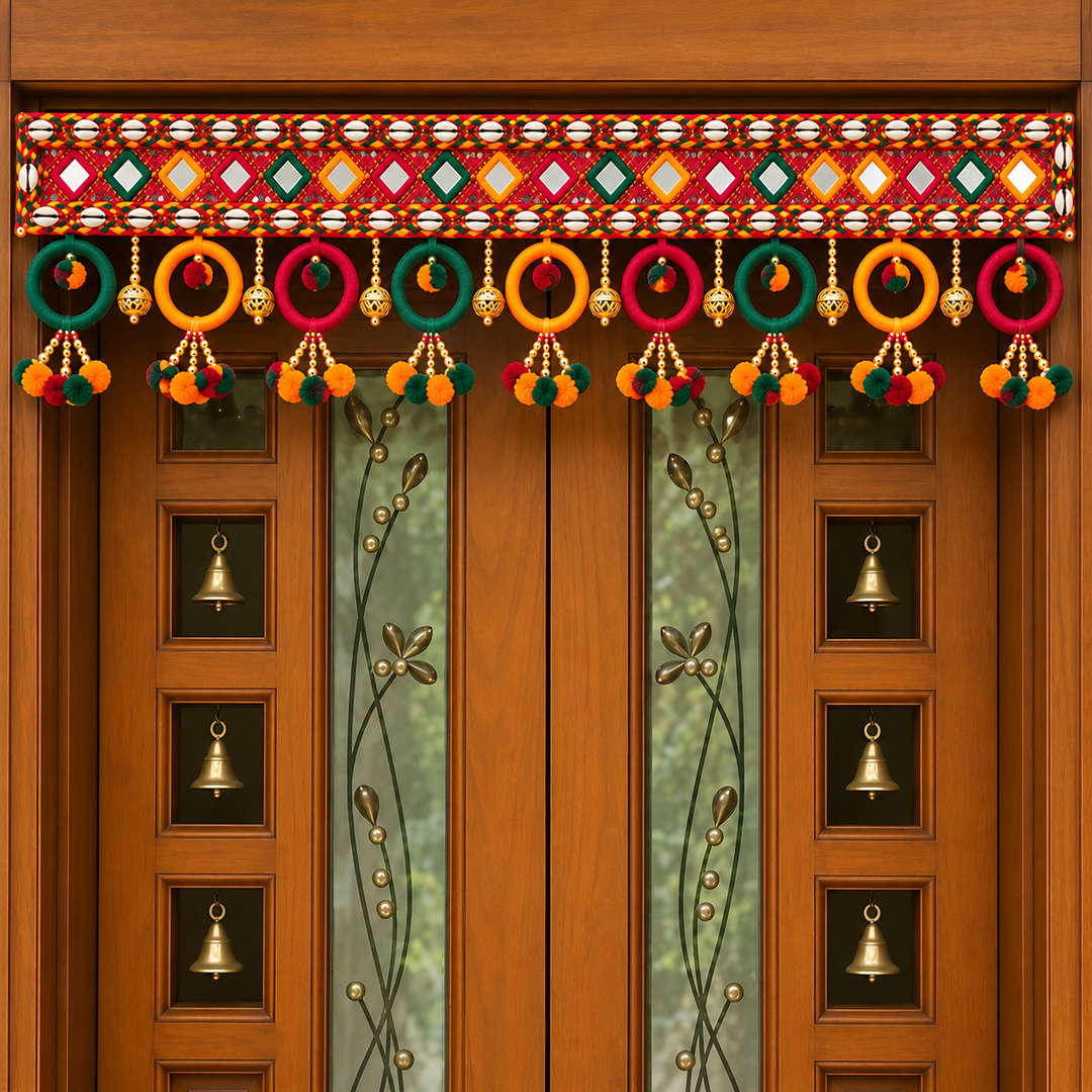 Handmade Multicolour Rings Toran With Tassels For Festive Decor