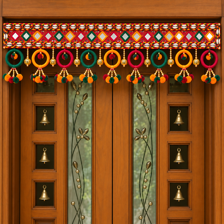 Handmade Multicolour Rings Toran With Tassels For Festive Decor