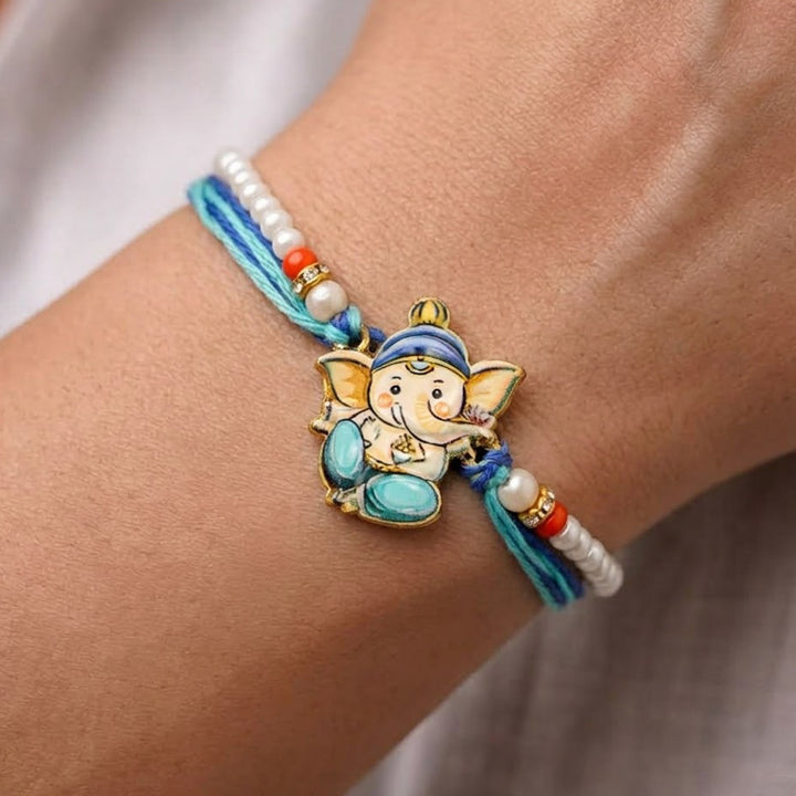Handmade Baal Ganesha Rakhi With Roli Chawal