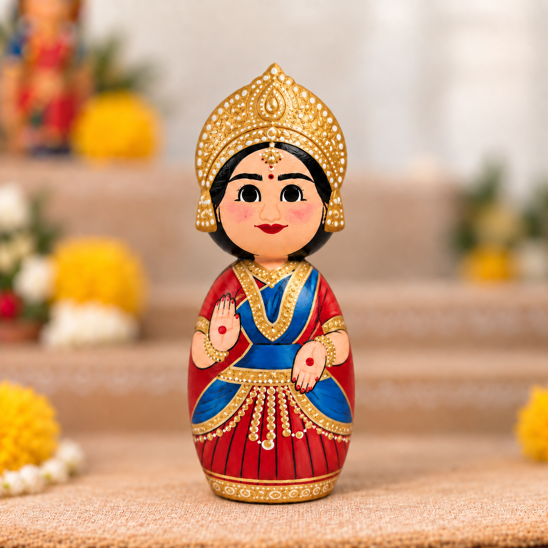 "Classical Dancer" Themed Handpainted Wooden Doll For Golu/Festive Decor