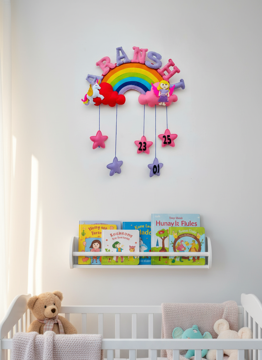 Unicorn & Fairy Rainbow Felt Kids Name Plate