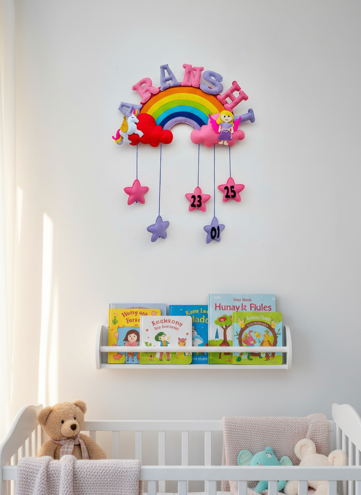 Unicorn & Fairy Rainbow Felt Kids Name Plate