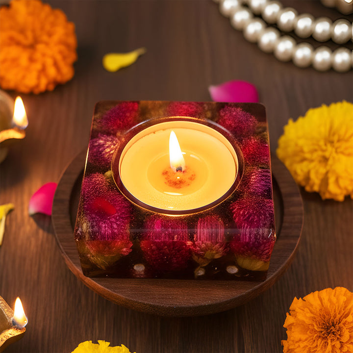 Handmade Decorative Square Resin Tealight Holder