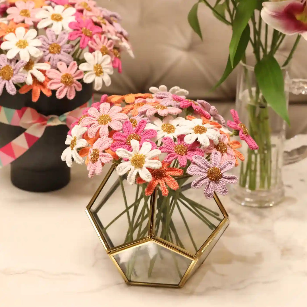 Handmade Crochet Daisy Cotton Flower Stick | Pack Of 1
