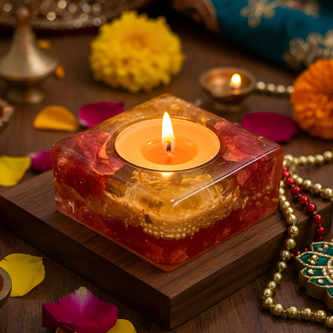 Handmade Decorative Square Resin Tealight Holder