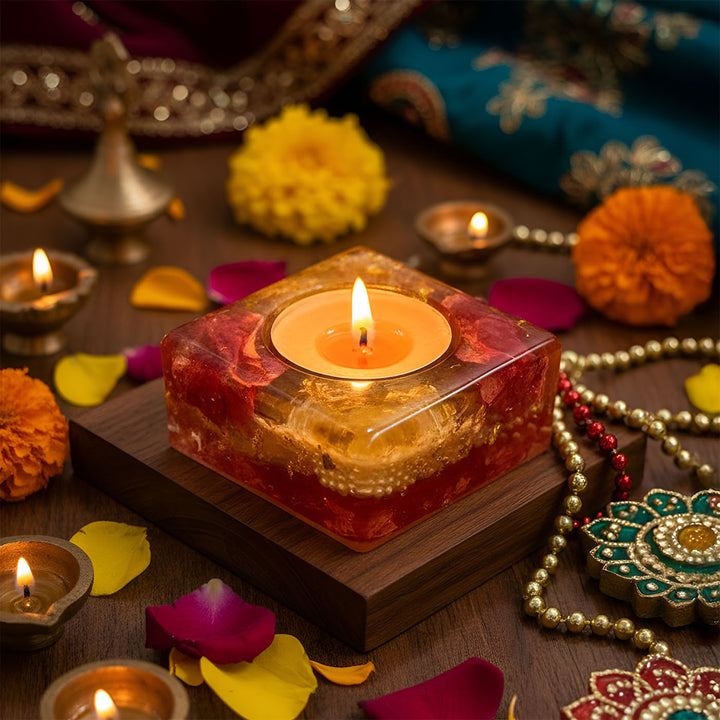 Handmade Decorative Square Resin Tealight Holder