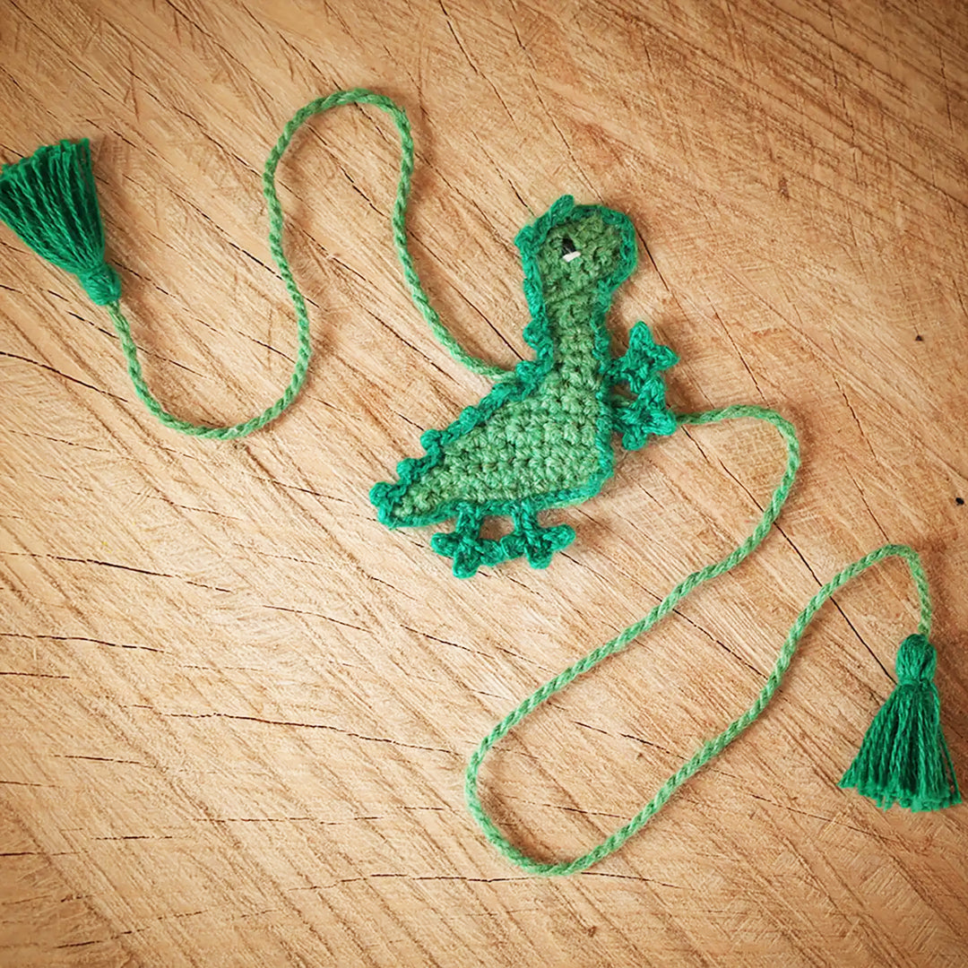 Handmade Crochet Mr.Dino Theme Kids Rakhi With Roli Chawal