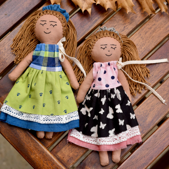 Handcrafted 100% Cotton Fabric Doll For Kids | Set of 2