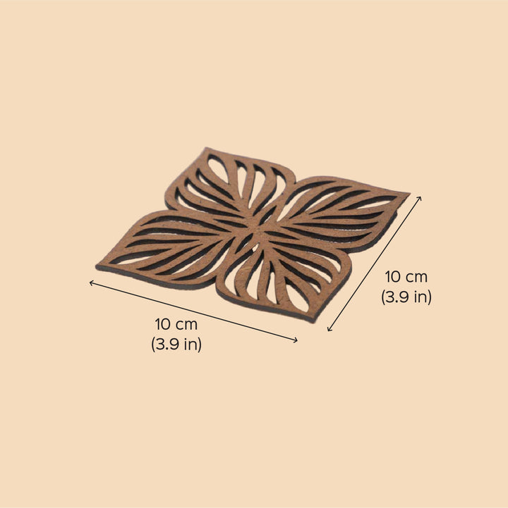 Four Leaf Clover MDF Elegant Laser-Cut Charm Coaster Set | Set of 6