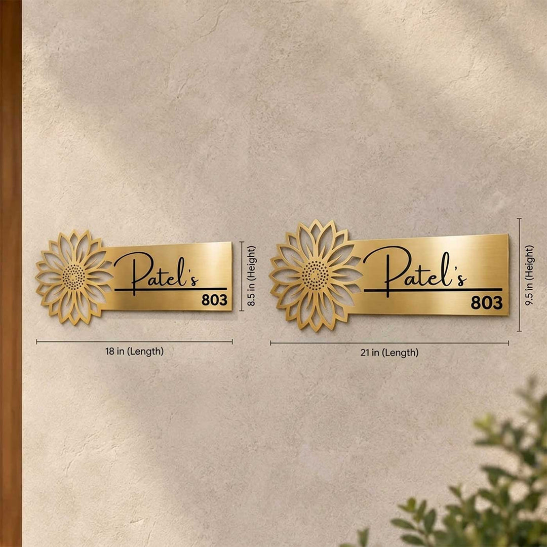 "Luxury Blossom" Personalized Weatherproof Stainless Steel Name Plate With Flower Motif For Home